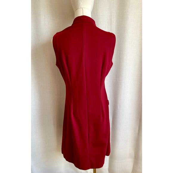Banana Republic Merlot Button Front Stretch Mod Sleeveless Sheath Dress Jumper 6 - Picture 4 of 6